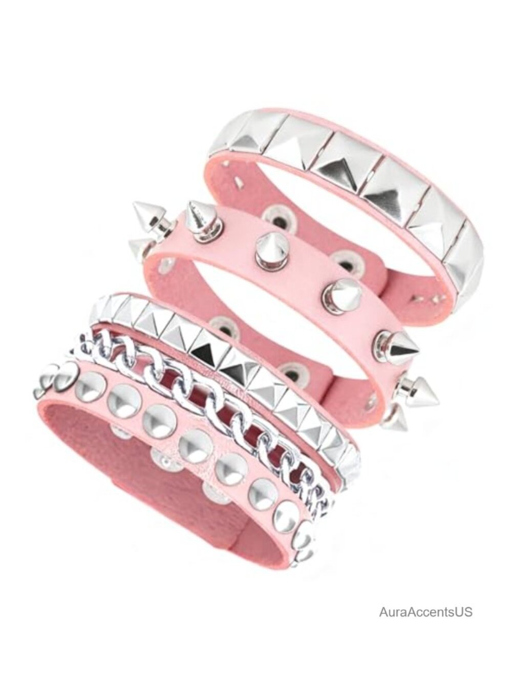 Punk Rock Faux Leather Cuff Bracelets Set for Women 80s 90s Emo Jewelry Gift